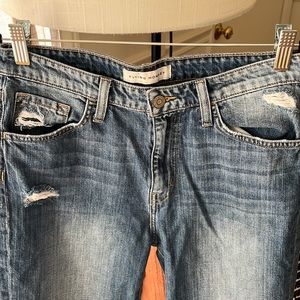 Dark wash straight leg mid rise jean, size 26 by Flying Monkey